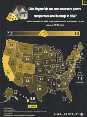 Câte lingouri de aur sunt necesare pentru achiziţia unei locuinţe medii în SUA